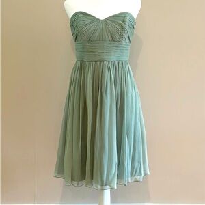 J. Crew Celery Green Strapless Chiffon Cocktail Dress